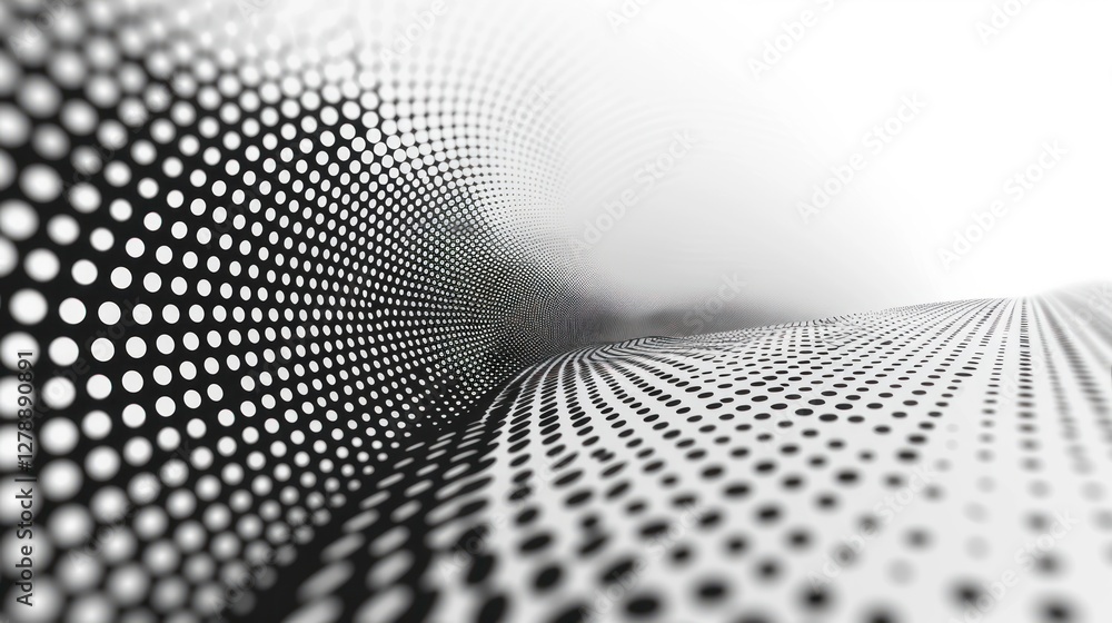 Poster a high-speed halftone design evokes motion with streaking dots in a futuristic setting, enhanced by 