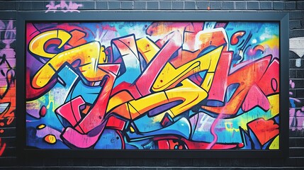 Colorful Vibrant Graffiti Art. Urban Street Style Aesthetic, Framed.