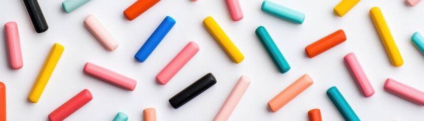 Colorful Chalk Sticks on a White Background for Creative Art and Education Projects