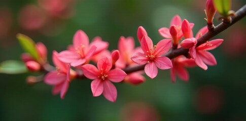 Obraz premium Delicate urn-shaped flowers with five petals on a branch of pointleaf manzanita, flowering shrub, bloom