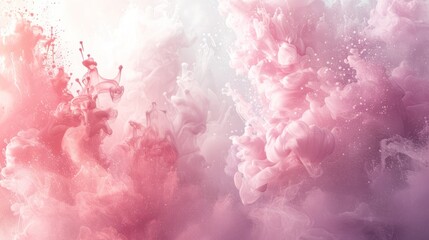 Fototapeta premium Delicate watercolor brushstrokes in soft pastels create a romantic ambiance with gentle pink hues fading into white