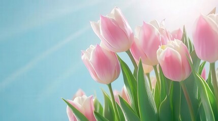 Naklejka premium Adorable toddler girl in tulip field