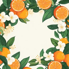 Orange Fruit Floral Frame Background for Design