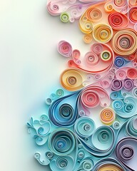 Paper art floral pattern, Vivid paper art displaying colorful quilling patterns art studio digital artwork creative environment close-up view aesthetic design