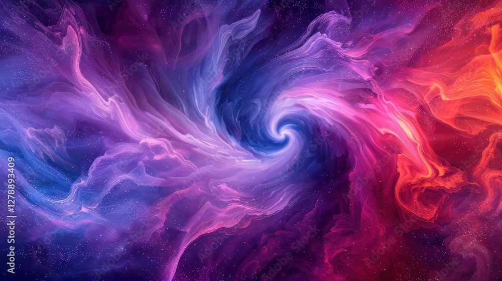 Poster experience a vibrant fusion of colors and digital elements creating a mesmerizing swirl in a futuris