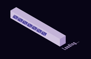 Set of loading and progress indicators. Digital elements in futuristic style for websites, interfaces and technology applications. Graphic icons and status bars for tracking processes