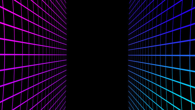 A retro-style vertical screen grid glowing on a black background, evoking a nostalgic digital aesthetic