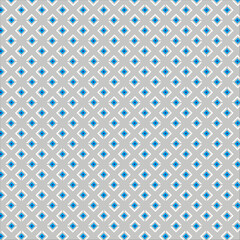 Geometric Abstract Pattern with Blue and White Diamonds on Gray Background