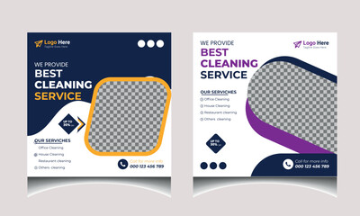 Cleaning service social media post vector banner template design