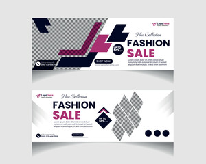 Fashion Sale Social Media Facebook Cover Design Template. Sale Social media, Promotion Brand Fashion super sale