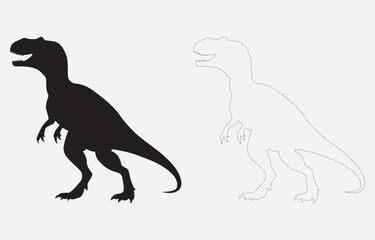 Dinosaur silhouette vector art Illustration Isolated on white background

