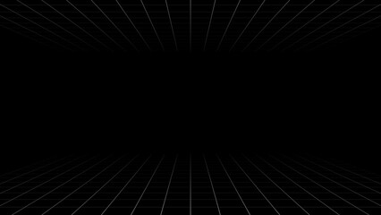 A simple retro vertical screen grid with evenly spaced glowing neon lines on a black background, creating a classic arcade or CRT display effect