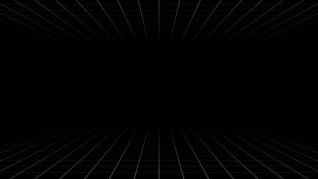 A simple retro vertical screen grid with evenly spaced glowing neon lines on a black background, creating a classic arcade or CRT display effect