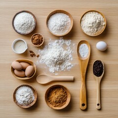 Mixing cookie dough tools kitchen food preparation cozy environment top view culinary concept