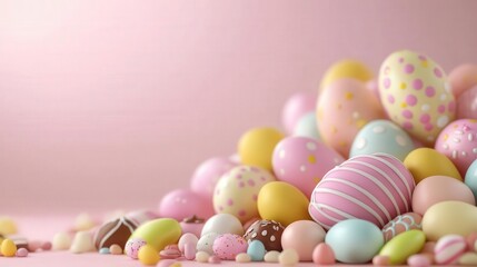 Obraz premium Festive Easter cake with pastel eggs