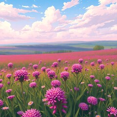 Obraz premium the illustration flower field painting illustration 