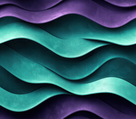 Smooth waves of teal and olive green create calming abstract design, Seamless Pattern Style.