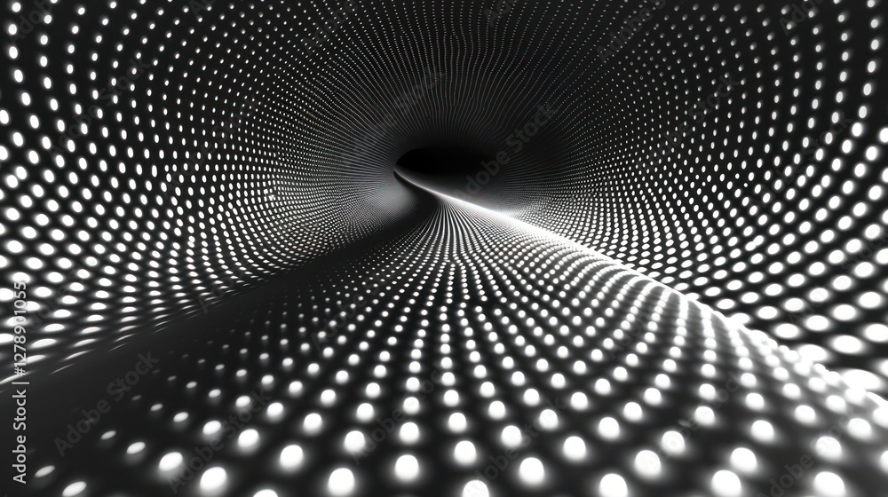 Poster a captivating 3d-rendered pattern showcases dots that appear to move, enhanced by a soft ambient glo