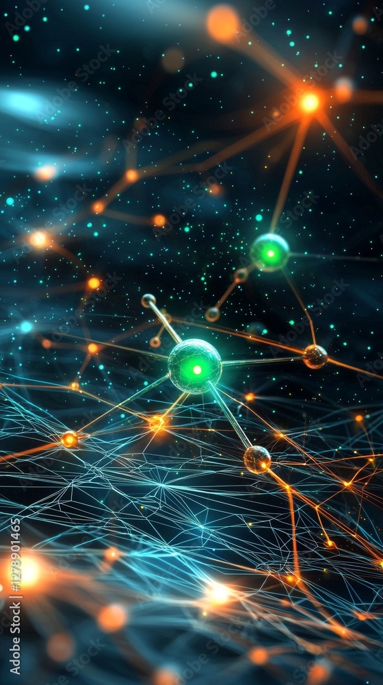 Aufkleber abstract network connection futuristic visualization digital realm graphic rendering sci-fi environm