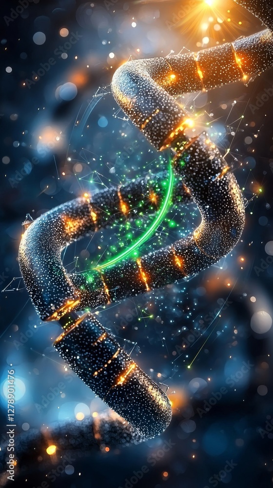 Poster illuminated abstract dna helix structure digital laboratory image futuristic environment close-up vi