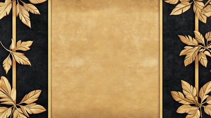 Elegant golden leaves frame a textured background, perfect for invitations or announcements