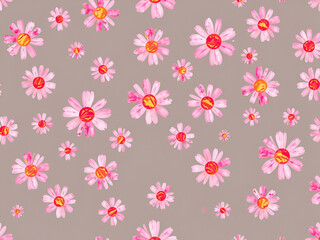  Seamless Pink Daisy Flower Pattern on Soft Background