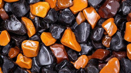 Orange and black pebbles texture background