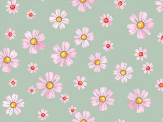 Pink Daisy on Green Background