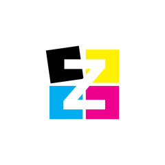 Negative Space Letter Z With CMYK Color