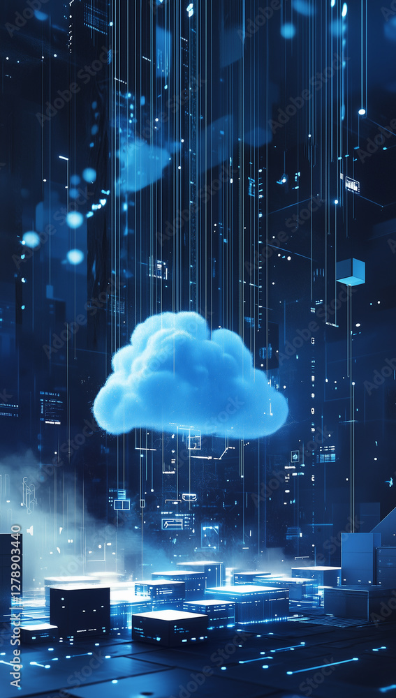 Poster cloud computing digital information and cyberspace background