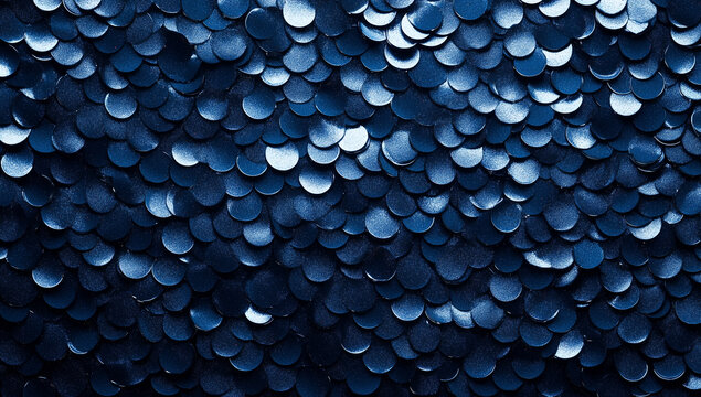 Deep blue bokeh sparkling background with copy space