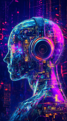 Fototapeta premium Humanoid head side view Artificial Intelligence