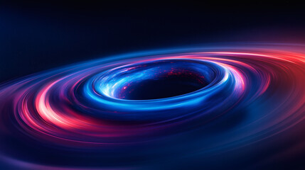 Obraz premium Agujero negro abstracto con anillos de luz azul y roja
