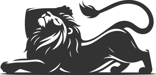 A lion stretching lazily after a nap vector animal silhouette