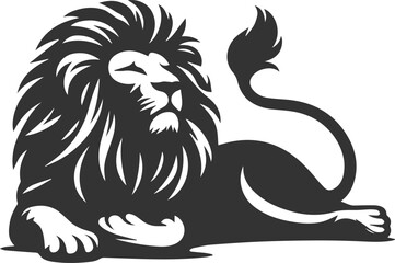Obraz premium A lion stretching lazily after a nap vector animal silhouette