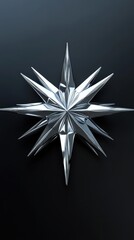 Fototapeta premium A Silver Metallic Star Design on Black Background