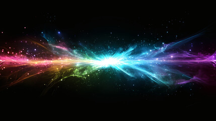 Fototapeta premium Explosión de energía multicolor en el espacio con fondo negro