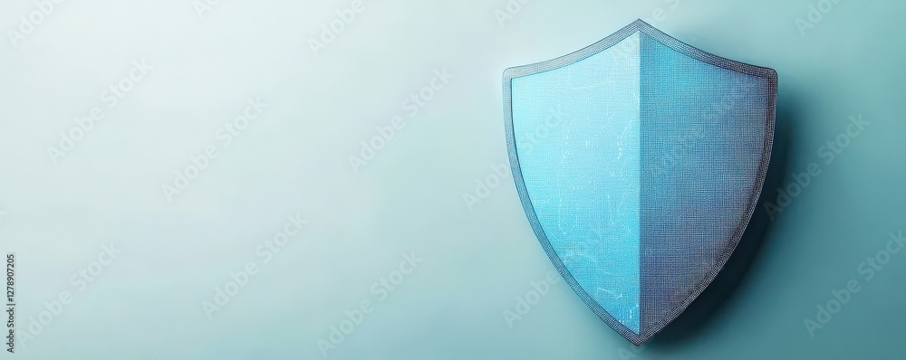 Poster cyber security surveillance security policy concept. digital shield symbolizing security and protect