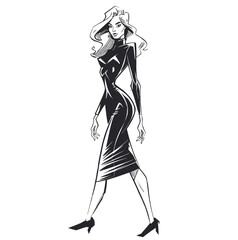 Stylish fashion models. Pretty young girls. Fashion girls Sketch
