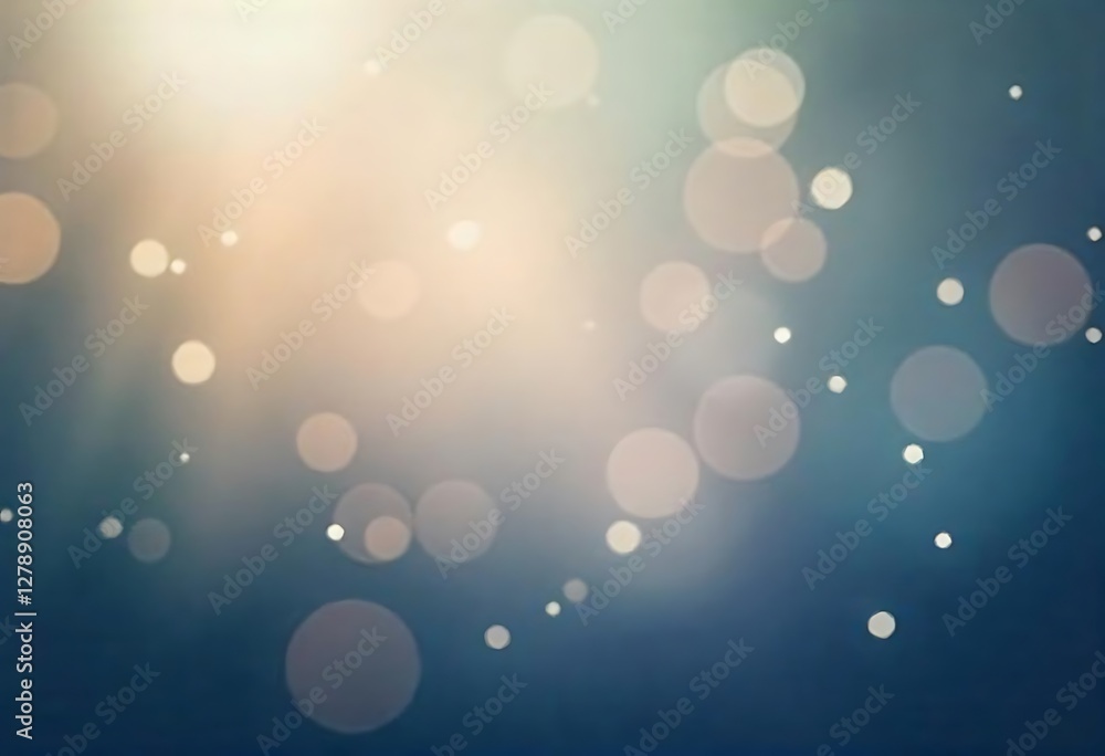 Poster generative ai bokeh lights with glowing circles on a blue background creating a soft and dreamy atmo
