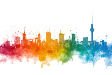 Obraz premium Vibrant skyline artwork johannesburg digital art urban environment aerial view transparent background