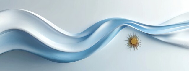 Naklejka premium Abstract Blue Wave with Sun Design Minimalist Background Image