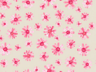  Seamless Pink Daisy Flower Pattern on Soft Background
