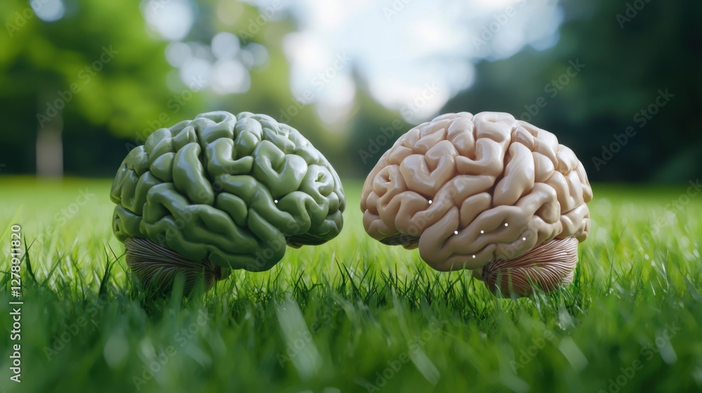 Aufkleber a digital brain with intricate neural connections visualized as a winding road.