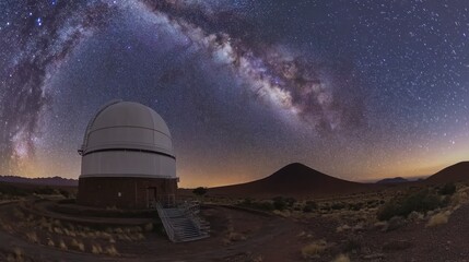 Obraz premium Milky Way Arching Over a Telescope in the Atacama Desert