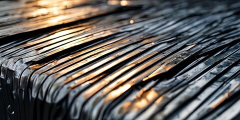 A stack of metal sheets with a shiny surface