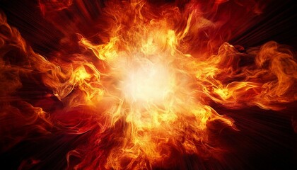 dramatic fire and smoke effect glowing red and yellow colors exploding outwards with center space vivid and hot hell abstract or blazing fire background or wallpaper