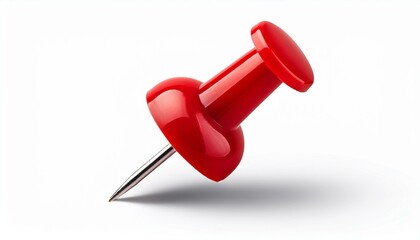 Red push pin isolated on white background. Vector illustration