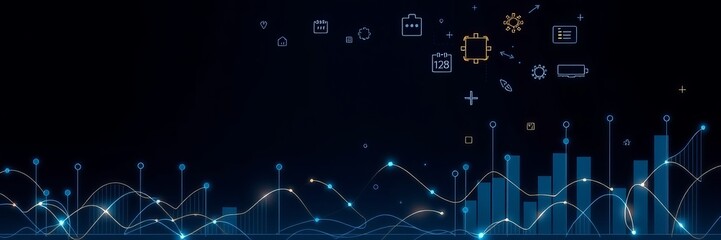 Obraz premium Vibrant Abstract Technology Background Featuring Blue and Yellow Lines Creating a Dynamic Visual Experience