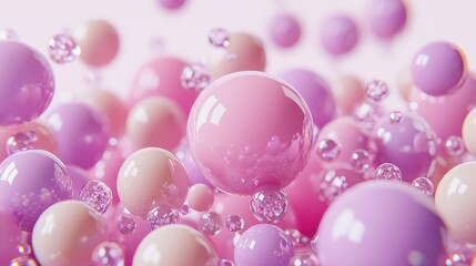Colorful Pink and Purple Spheres in Soft Focus Background